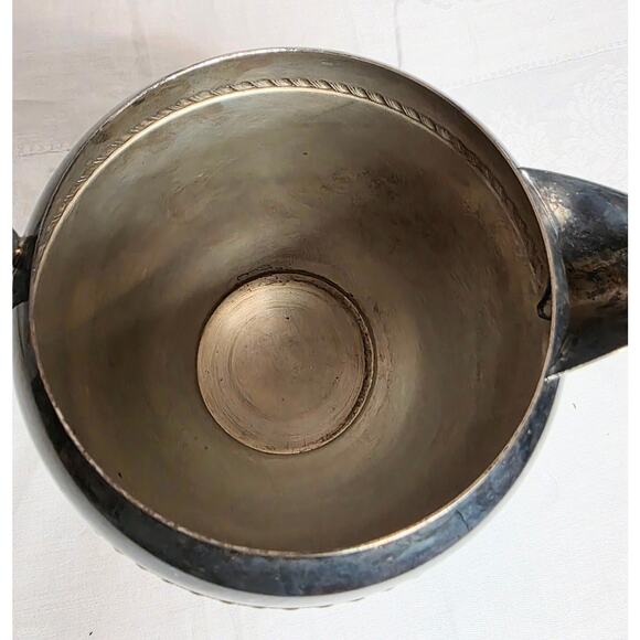 Vintage Sheridan Silver on Copper Water Pitcher Ice Lip Handle 64 oz. Tarnished - Picture 3 of 7